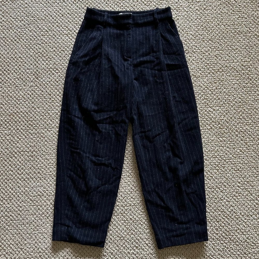 & Other Stories Paris Atelier Wool Blend Wide Leg Striped Pants Size 4